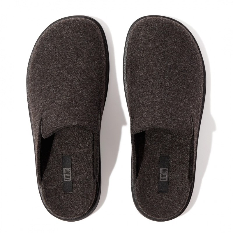 Black Fitflop Gen-Ff Felt Polyester Men's Mules | UAE-4216-DYXOM