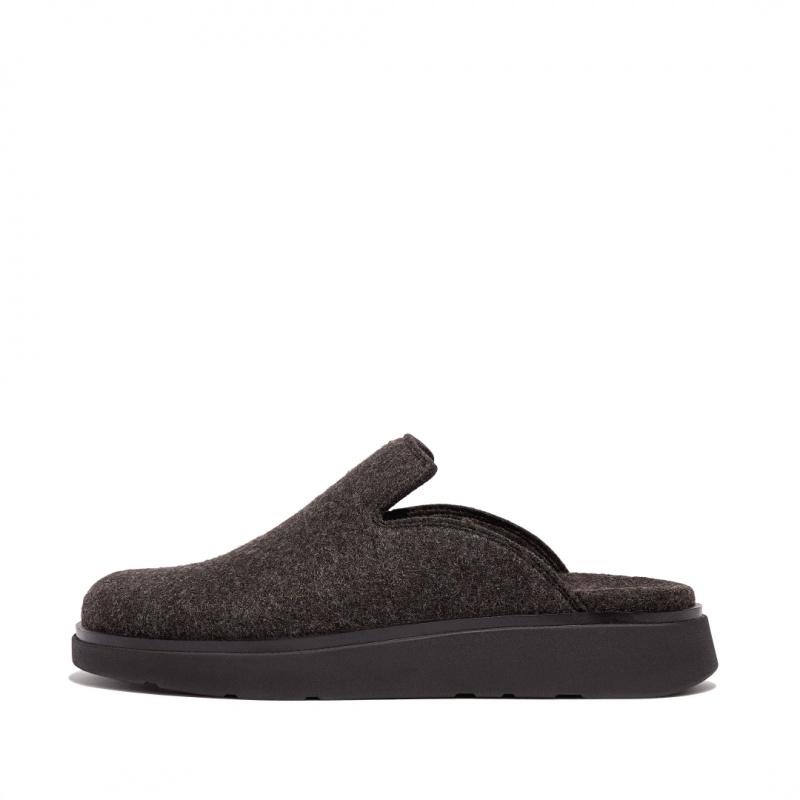 Black Fitflop Gen-Ff Felt Polyester Women\'s Mules | UAE-2364-GUAHO