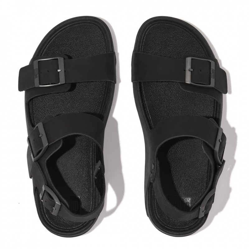 Black Fitflop Gogh Moc Back Strap Men's Sandals | UAE-4197-FRQOX