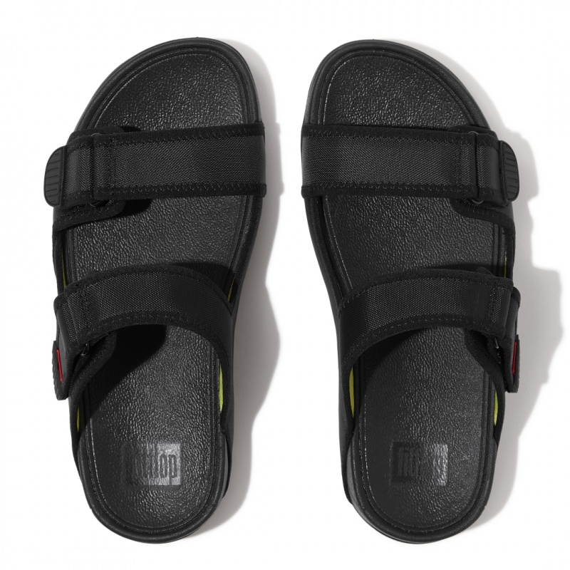 Black Fitflop Gogh Moc Fabric Men's Slides | UAE-3041-CBUNK