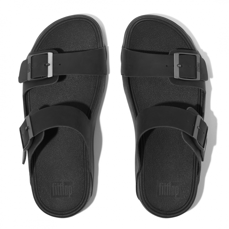 Black Fitflop Gogh Moc Nubuck Men's Slides | UAE-8340-VGEJF