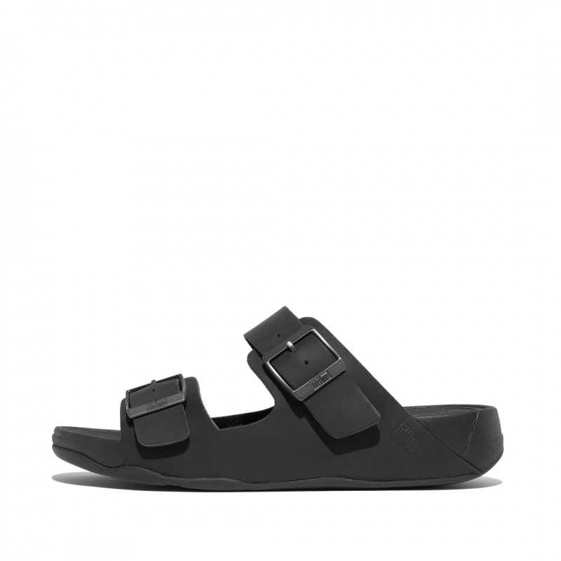 Black Fitflop Gogh Moc Nubuck Men\'s Slides | UAE-8340-VGEJF