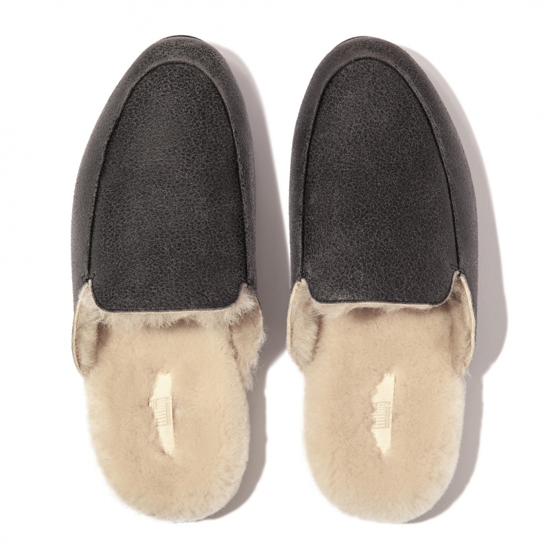 Black Fitflop Gracie Double Faced Shearling Women's Mules | UAE-0231-FGADP