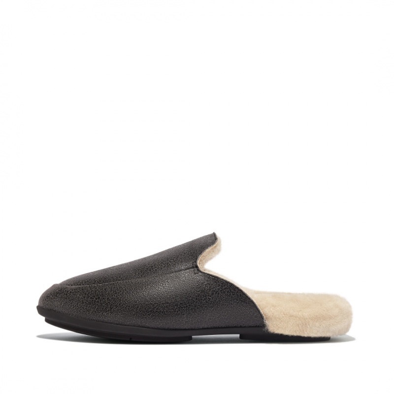 Black Fitflop Gracie Double Faced Shearling Women\'s Mules | UAE-0231-FGADP