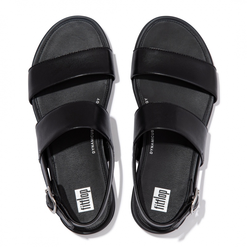 Black Fitflop Gracie Leather Women's Back-Strap Sandals | UAE-7238-HDRXO