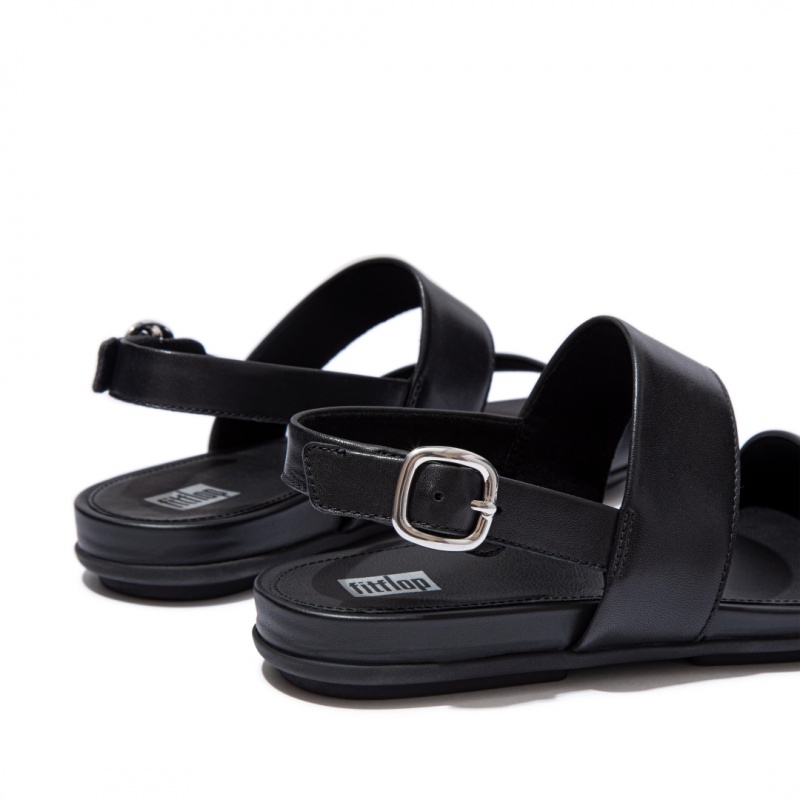 Black Fitflop Gracie Leather Women's Back-Strap Sandals | UAE-7238-HDRXO