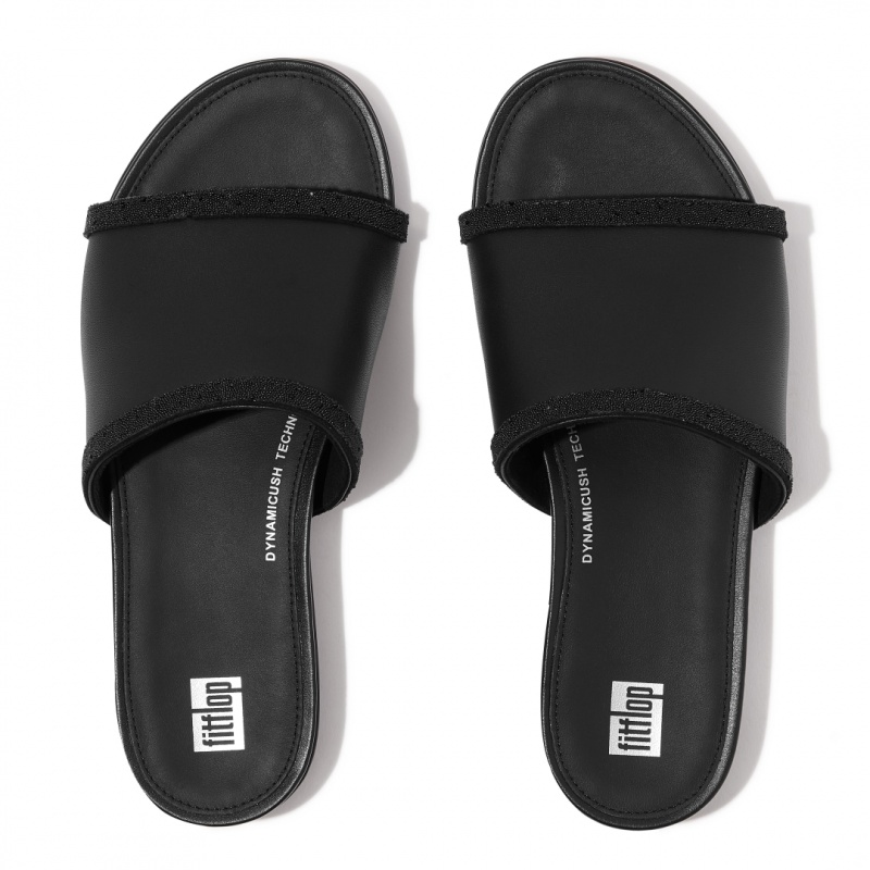 Black Fitflop Gracie Microfibre Slides Women's Slides | UAE-3051-BEOVL