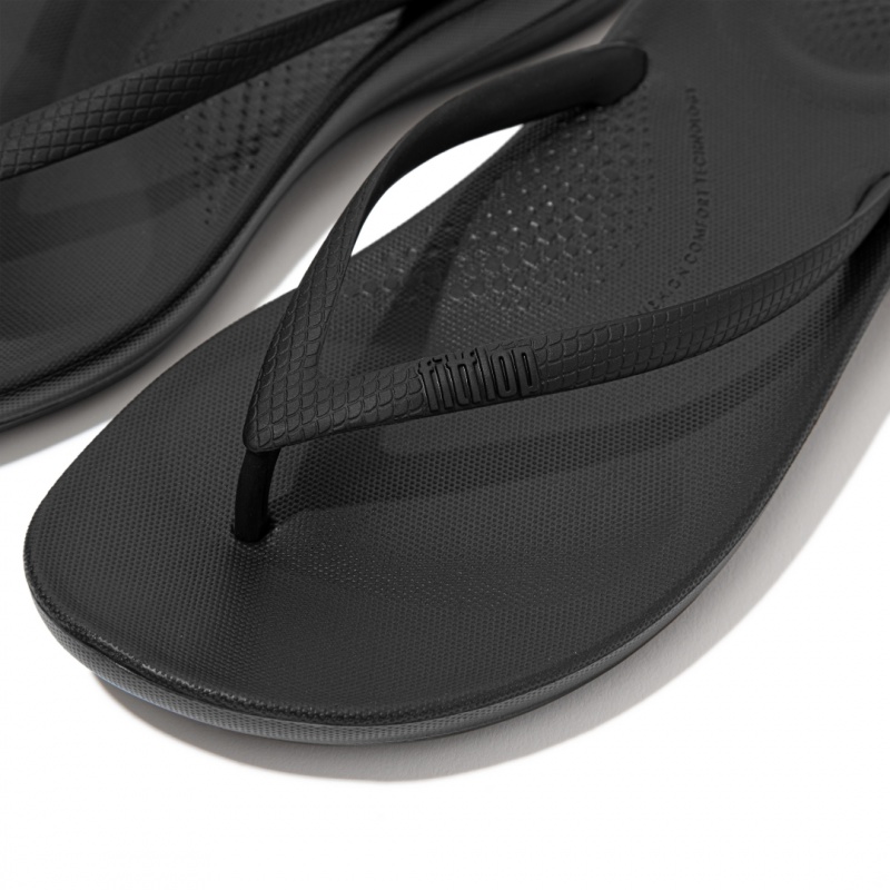 Black Fitflop Iqushion Ergonomc Women's Flip Flops | UAE-4172-ASGPR