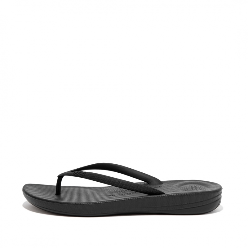 Black Fitflop Iqushion Ergonomc Women\'s Flip Flops | UAE-4172-ASGPR