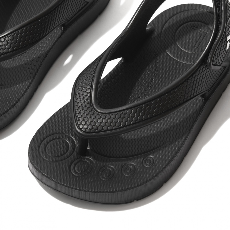 Black Fitflop Iqushion Eva Back Straps Kids' Flip Flops | UAE-3975-LJEBW