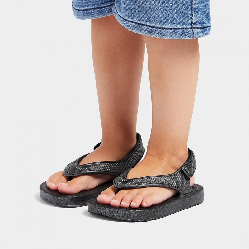 Black Fitflop Iqushion Eva Back Straps Kids' Flip Flops | UAE-9718-KPZWI