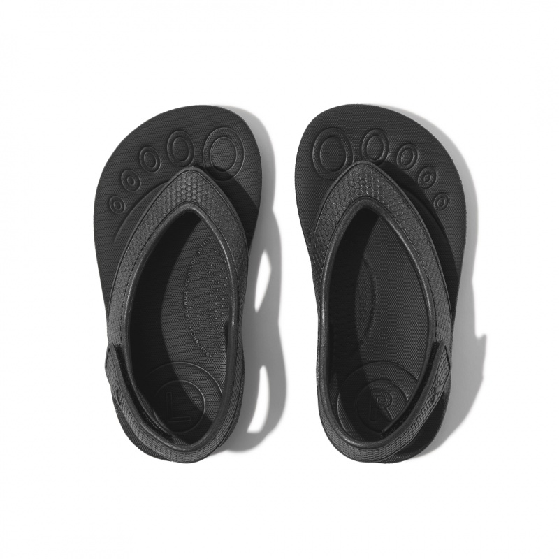 Black Fitflop Iqushion Eva Back Straps Kids' Flip Flops | UAE-9718-KPZWI