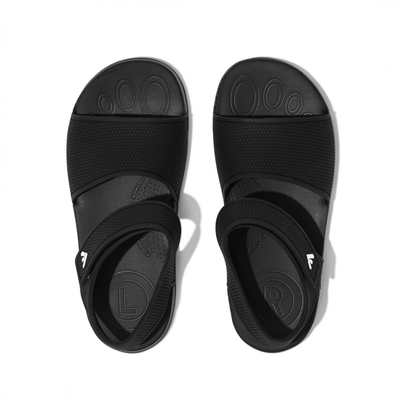 Black Fitflop Iqushion Rubber Kids' Back-Strap Sandals | UAE-3064-TPOFA