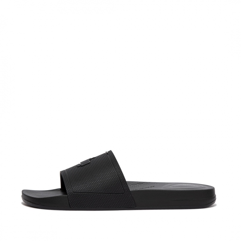 Black Fitflop Iqushion Rubber Men\'s Slides | UAE-0368-YAHBT