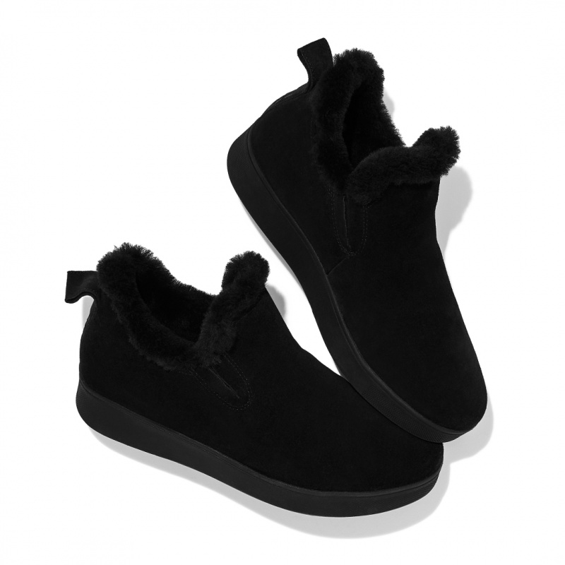 Black Fitflop Rally Slip On Women's Sneakers | UAE-6845-CBHEF