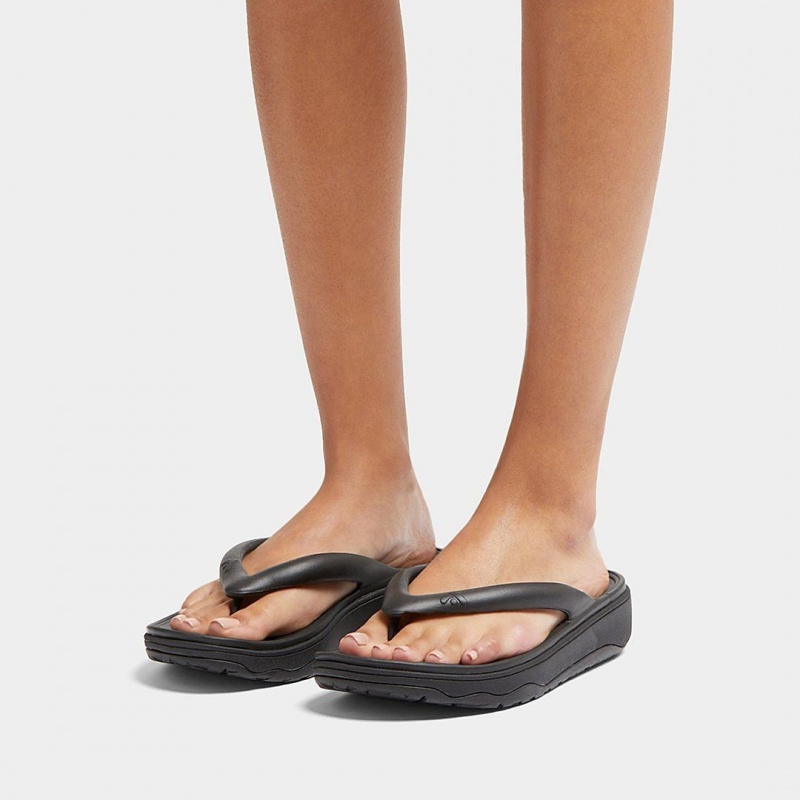 Black Fitflop Relieff Eva Tpu Thongs Women's Toe-Post Sandals | UAE-2817-HDJIU