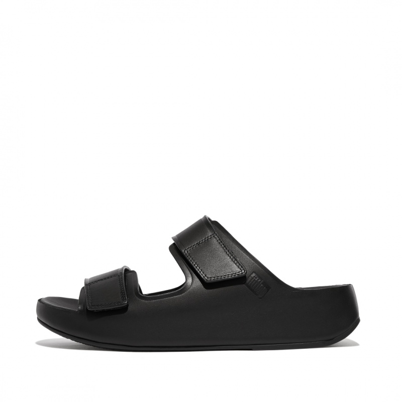 Black Fitflop Samel Adjustable Men\'s Slides | UAE-8163-NGOUT