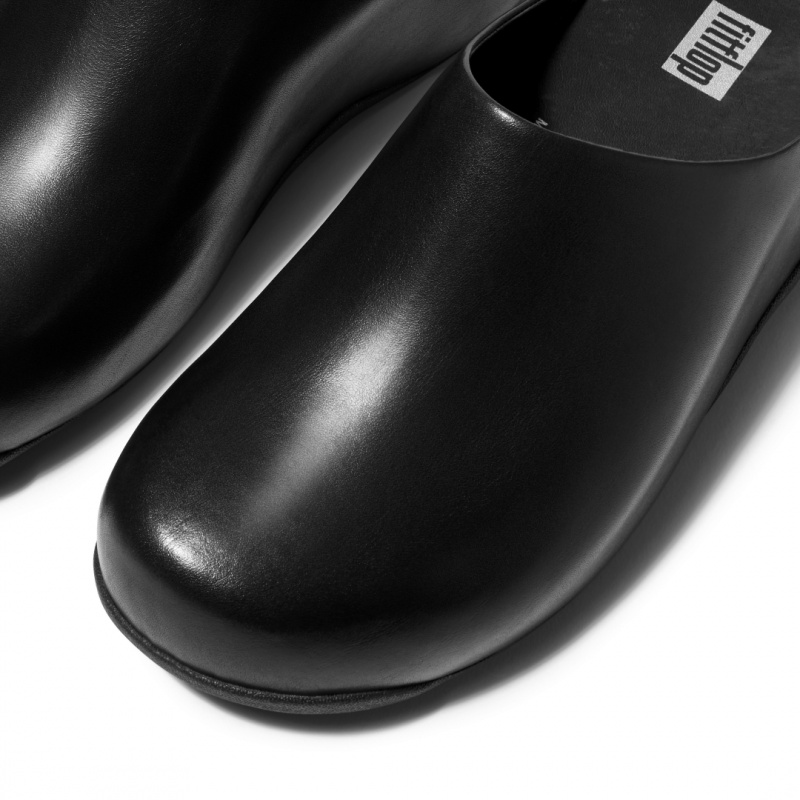 Black Fitflop Shuv Wipe Clean Women's Clogs | UAE-2739-HXNIC