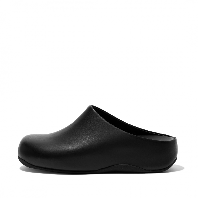 Black Fitflop Shuv Wipe Clean Women\'s Clogs | UAE-2739-HXNIC