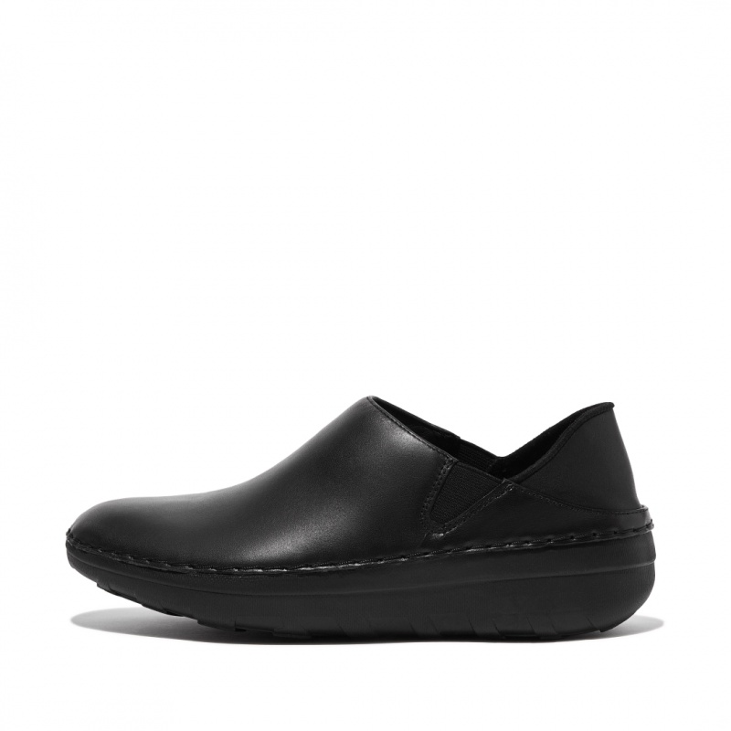 Black Fitflop Super Loafer Work Shoes Women\'s Slip Ons | UAE-4705-HNWJR