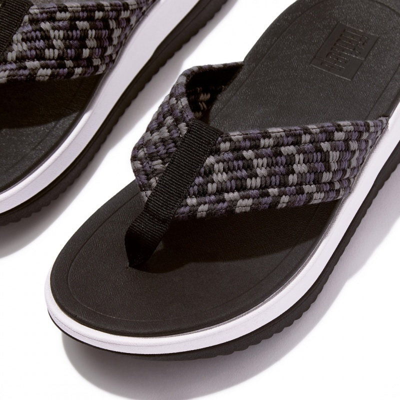 Black Fitflop Surff Cotton Webbing Toe Thongs Women's Thongs | UAE-5769-JODMW