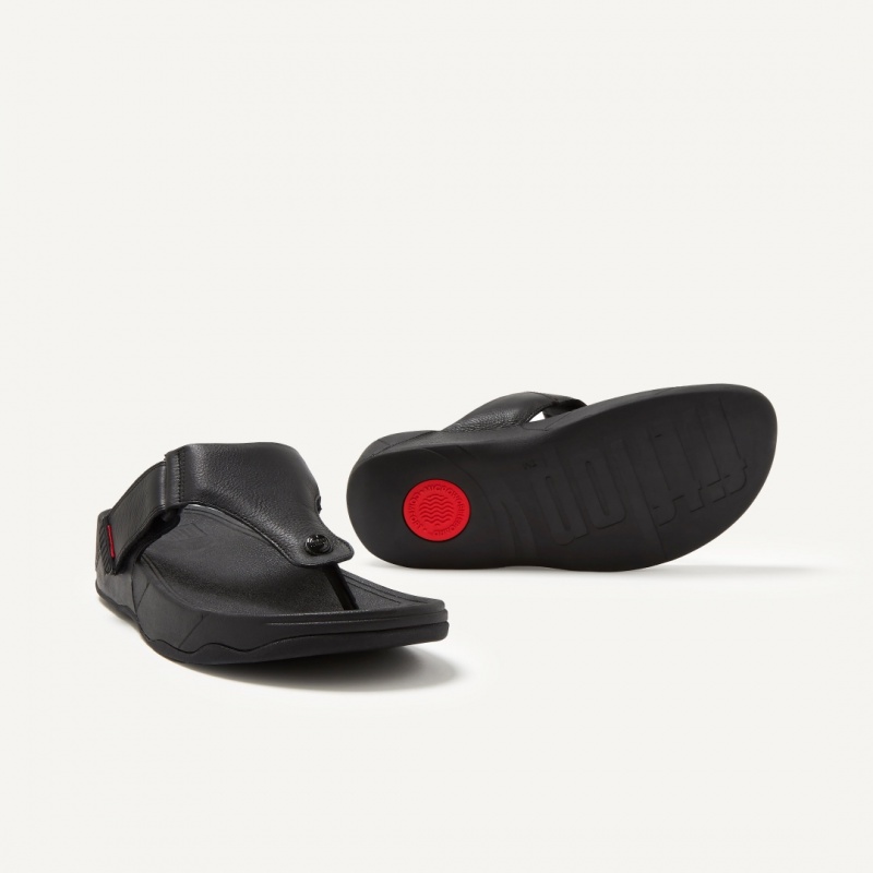 Black Fitflop Trakk Ii Toe Men's Thongs | UAE-6491-RMSPO