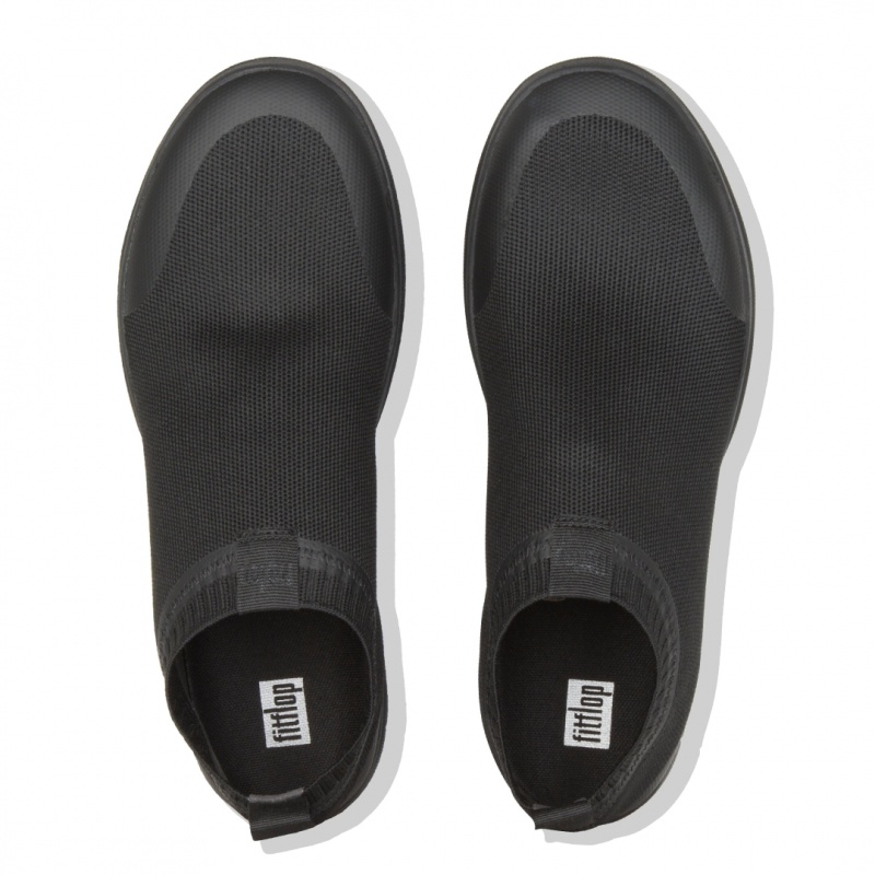 Black Fitflop Uberknit Nylon Mix Knit Tpu Rubber Men's Sneakers | UAE-9265-ZVTXF