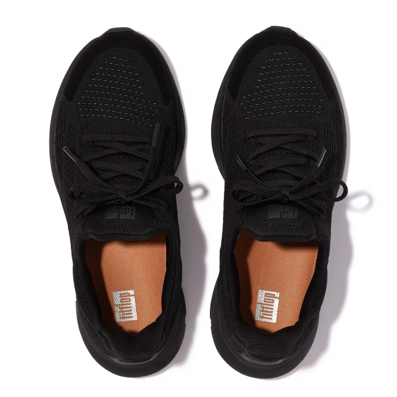 Black Fitflop Vitamin Ffx Knit Sports Women's Sneakers | UAE-5703-MYLVQ