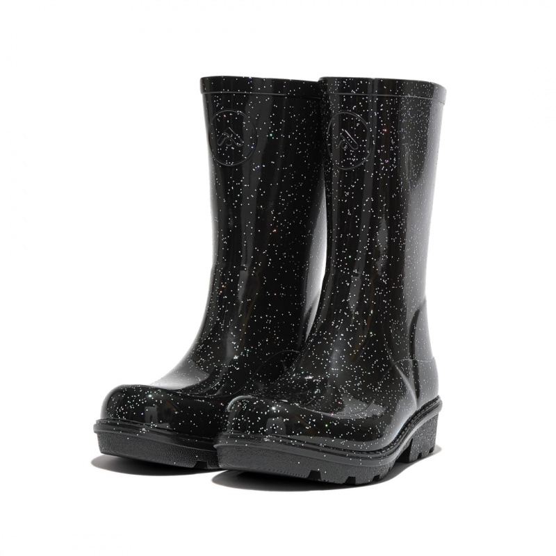 Black Fitflop Wonderwelly Natural Mix Welly Kids' Rubber Boots | UAE-9580-MIJSE