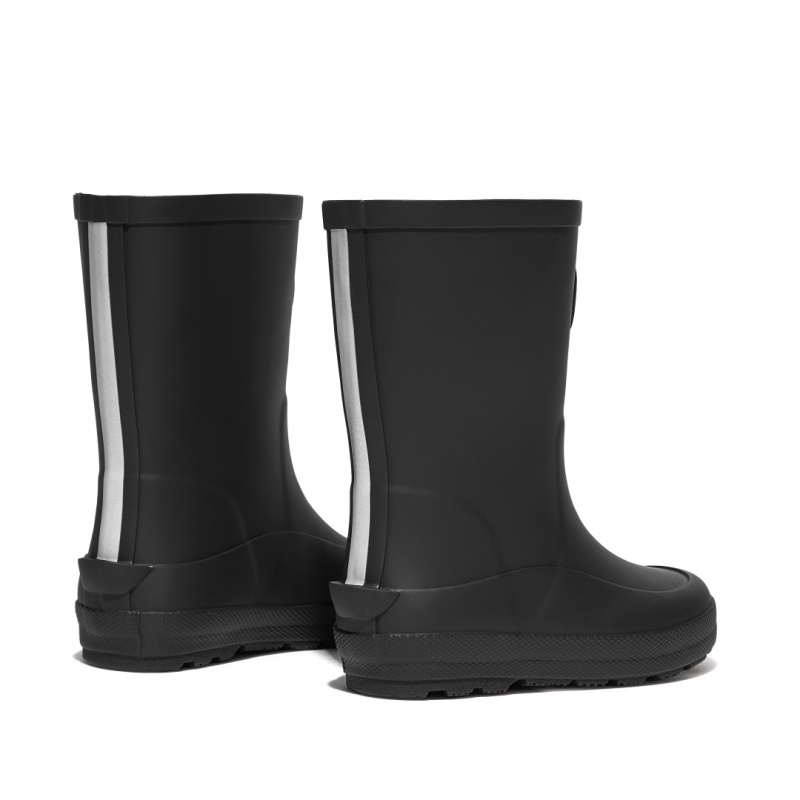 Black Fitflop Wonderwelly Natural Rubber Mix Kids' Rain Boots | UAE-5316-QSGCR