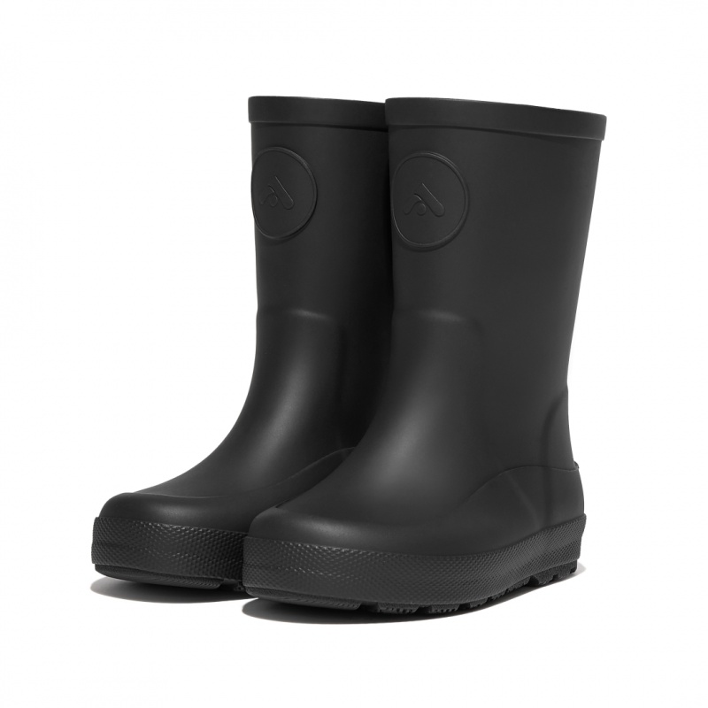 Black Fitflop Wonderwelly Natural Rubber Mix Kids' Rain Boots | UAE-5316-QSGCR