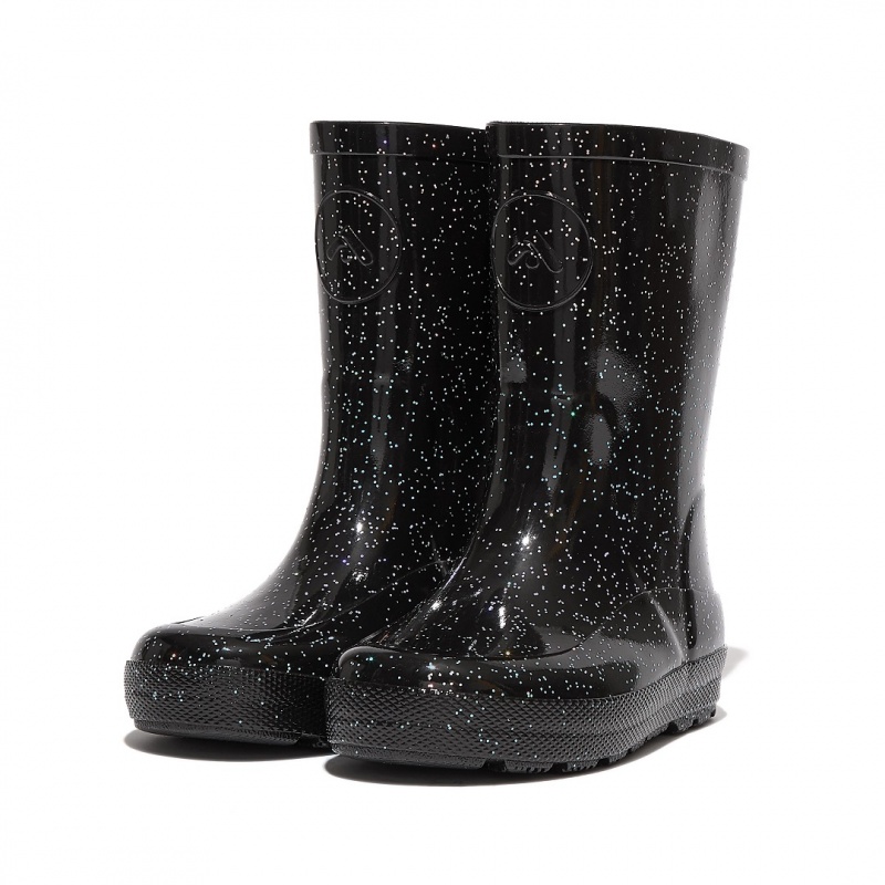 Black Fitflop Wonderwelly Natural Rubber Mix Kids' Rain Boots | UAE-3165-IXHCL