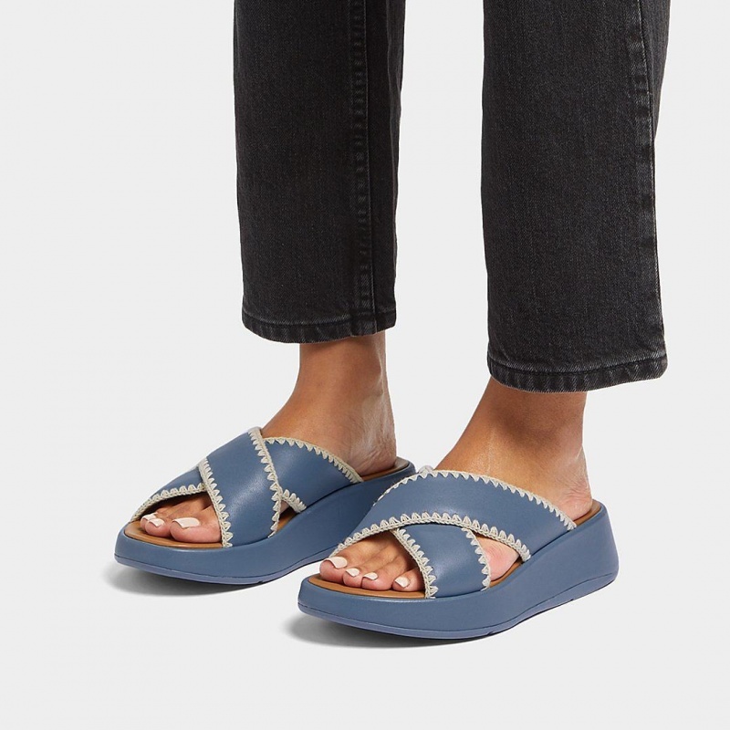 Blue Fitflop F-Mode Slides Women's Slides | UAE-8270-HJLKI