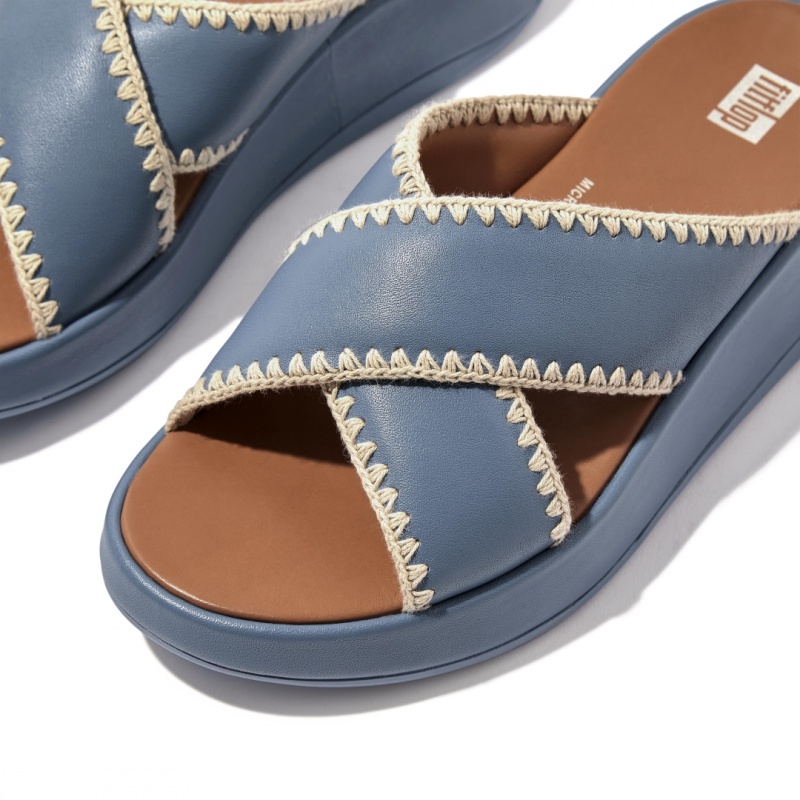 Blue Fitflop F-Mode Slides Women's Slides | UAE-8270-HJLKI