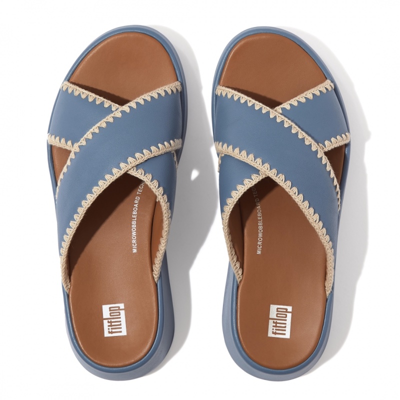 Blue Fitflop F-Mode Slides Women's Slides | UAE-8270-HJLKI