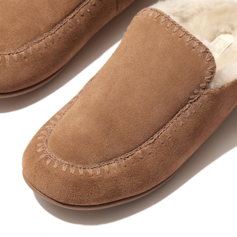 Brown Fitflop Chrissie Ii Haus Women's Slippers | UAE-3568-SMHVG