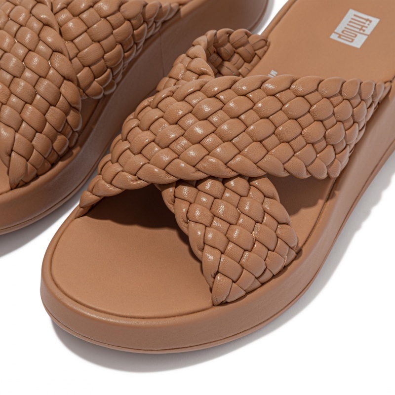 Brown Fitflop F-Mode Slides Women's Slides | UAE-0125-ZEBWD