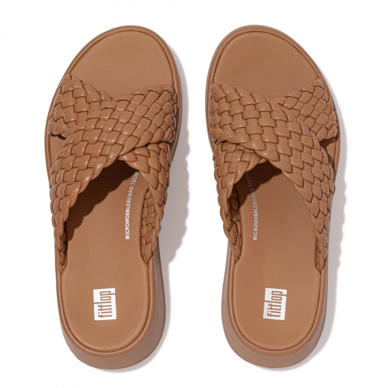 Brown Fitflop F-Mode Slides Women's Slides | UAE-0125-ZEBWD