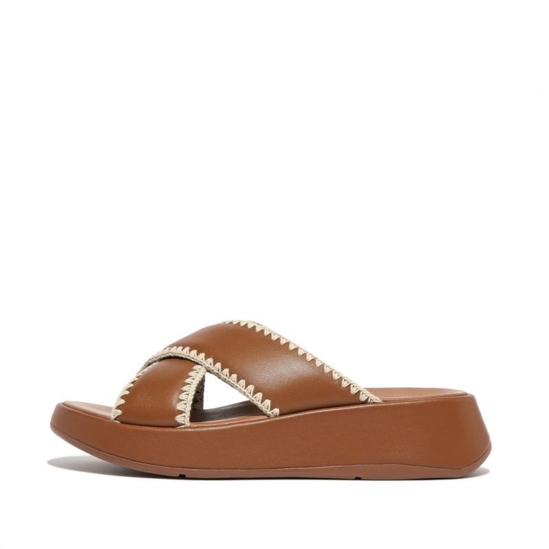 Brown Fitflop F-Mode Slides Women\'s Slides | UAE-9726-WONZE