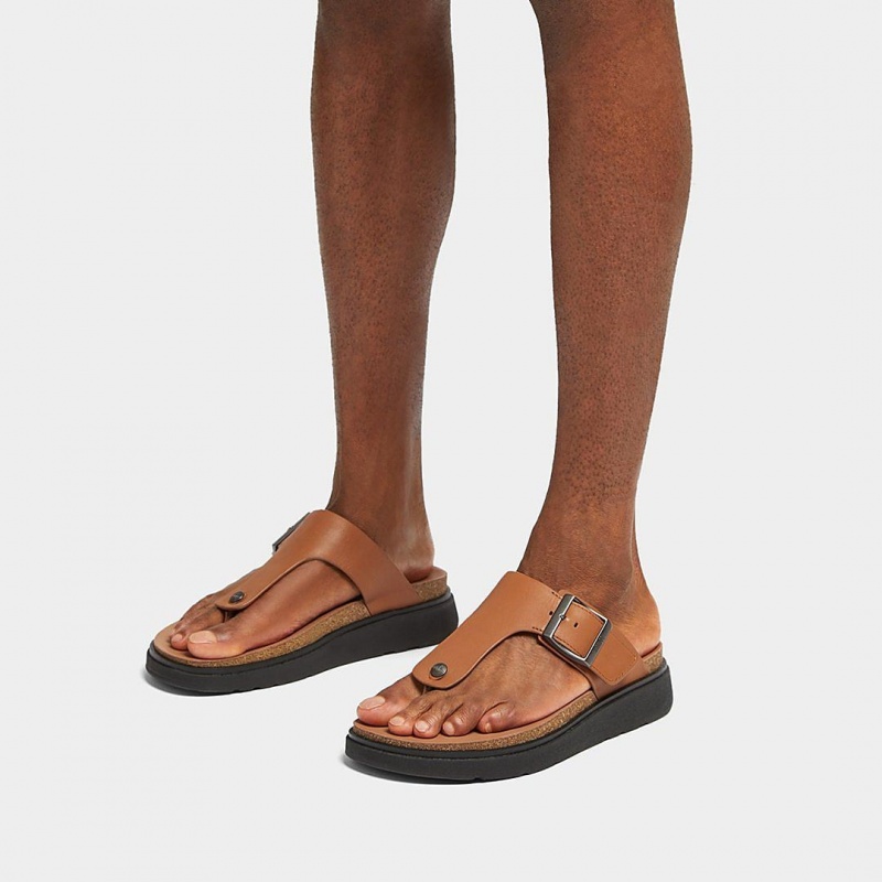 Brown Fitflop Gen-Ff Toe Men's Thongs | UAE-6018-SUTVR