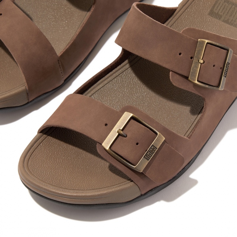 Brown Fitflop Gogh Moc Nubuck Men's Slides | UAE-8430-NSTMV