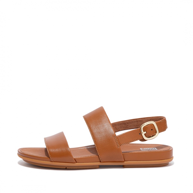 Brown Fitflop Gracie Leather Women\'s Back-Strap Sandals | UAE-7034-GFAYC