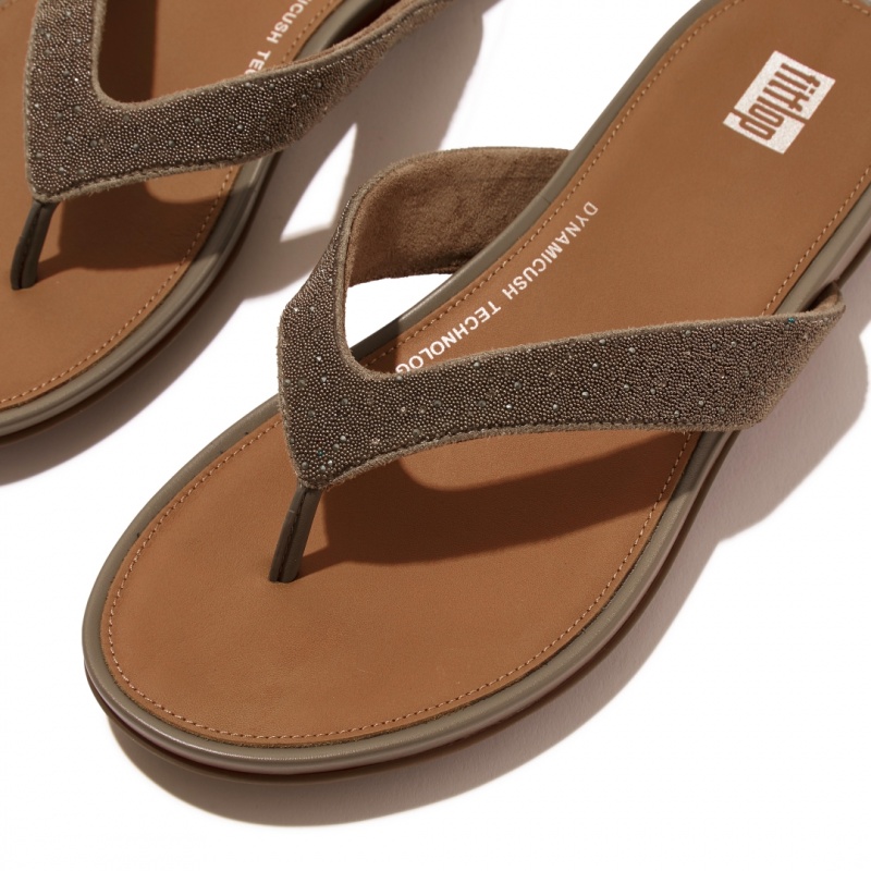 Brown Fitflop Gracie Microfibre Flip Flops Women's Flip Flops | UAE-4916-DKUGQ