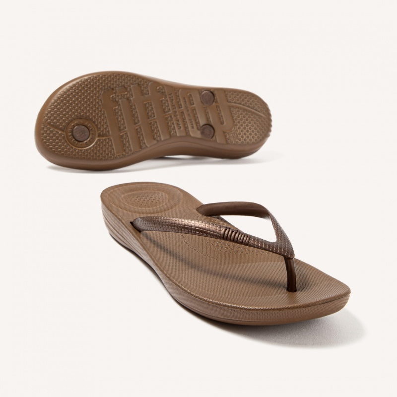 Brown Fitflop Iqushion Ergonomc Women's Flip Flops | UAE-4913-QGTKL