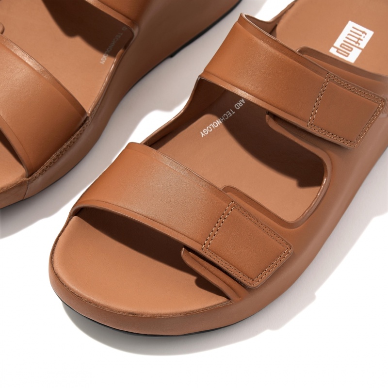 Brown Fitflop Samel Adjustable Men's Slippers | UAE-3648-YHUDB