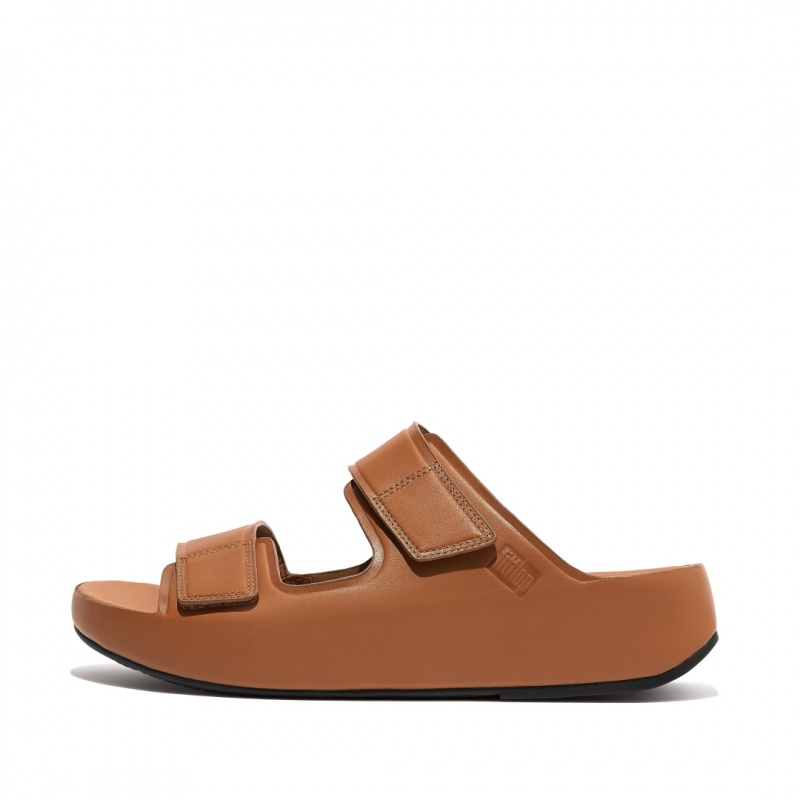 Brown Fitflop Samel Adjustable Men\'s Slippers | UAE-3648-YHUDB