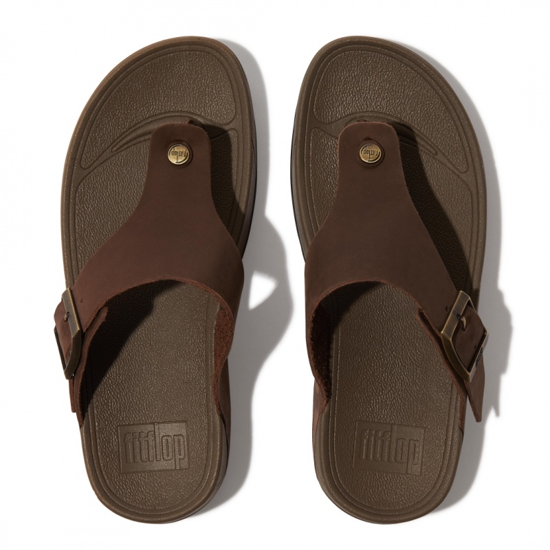 Brown Fitflop Trakk Ii Nubuck Toe Men's Thongs | UAE-9208-KGONU