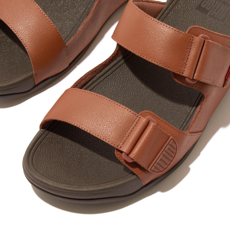 Dark Brown Fitflop Gogh Moc Men's Slides | UAE-9753-YLMEF