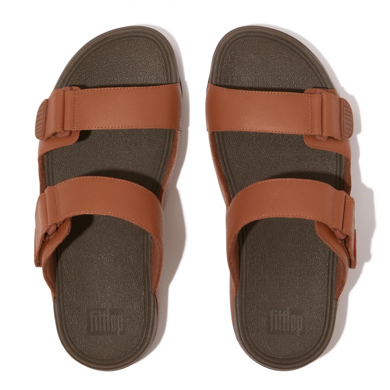 Dark Brown Fitflop Gogh Moc Men's Slides | UAE-9753-YLMEF