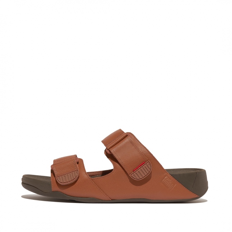 Dark Brown Fitflop Gogh Moc Men\'s Slides | UAE-9753-YLMEF